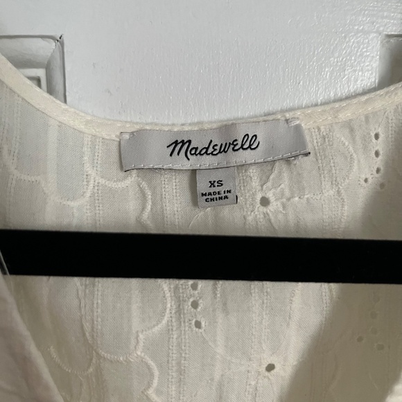 Madewell | Embroidered Eyelet Puff-Sleeve Peplum Wrap Top - Picture 3 of 9